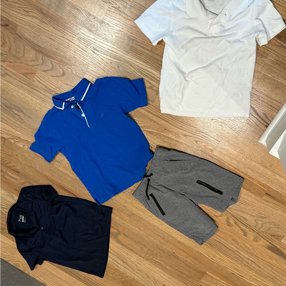 Blue and White Kids Polo Shirt Set